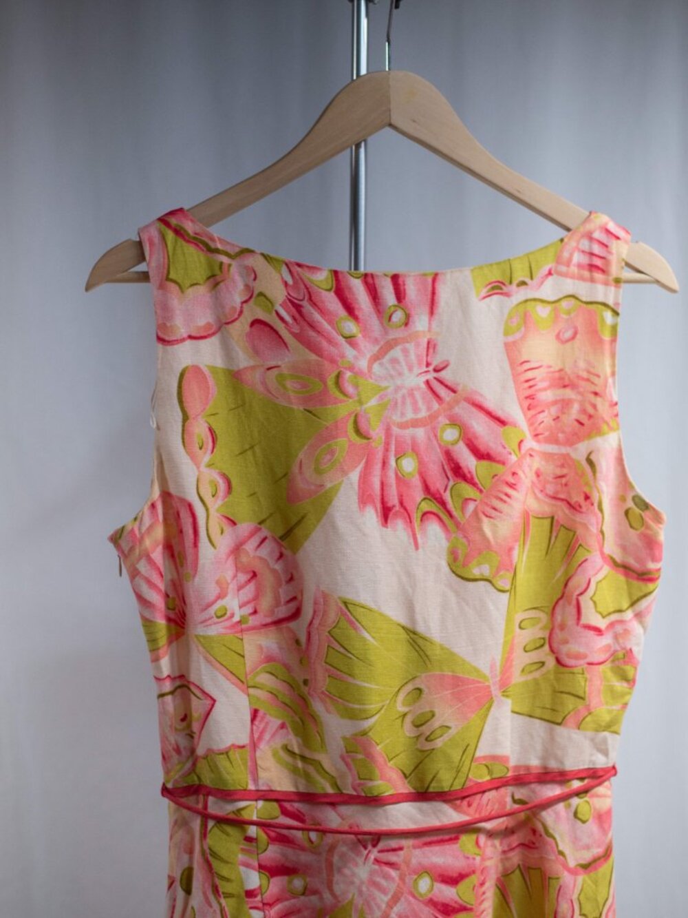 Adrianna Papell Linen Blend Butterfly Cocktail Midi Dress - Picture 6 of 7